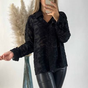 Chemise Noire Plumetis