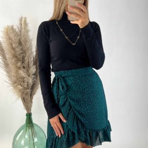 Jupe Croisée Verte - Imprimé Léopard