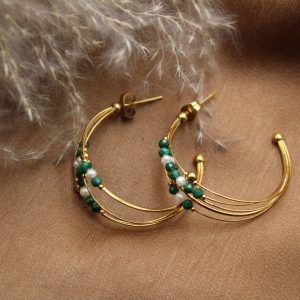 Bague empire pierre verte élégante