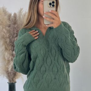 Pull torsadé vert
