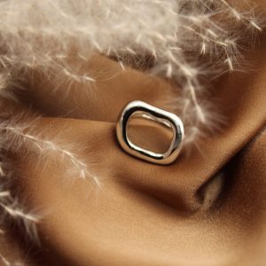 bague géométrique argent