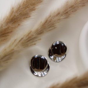 boucles d'oreilles argenté ronde