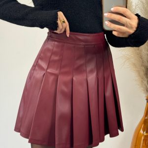 jupe plissée bordeaux