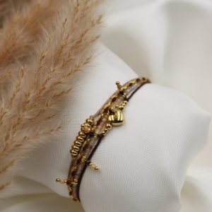 bracelet perle et ficelle doré