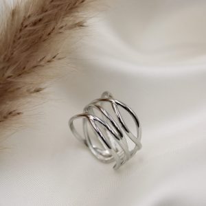 bague argent entremêlé