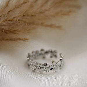 bague argent fleurs