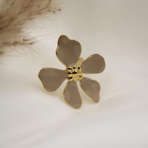 bague fleurs beige et doré