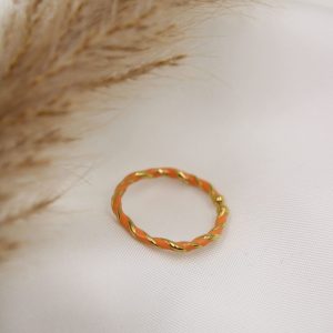 bague torsadé orange et doré