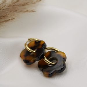 boucles d'oreille créole fleur léopard
