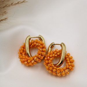 boucles d'oreilles créoles perles orange