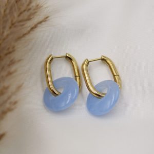 créoles disque bleu nacré