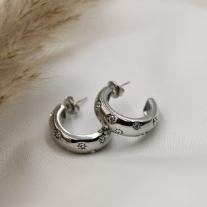 Boucles d’Oreilles créoles argent pierre oxyde de zirconium