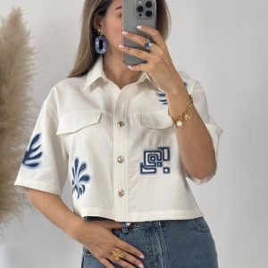 Chemise Courte Blanche Brodée