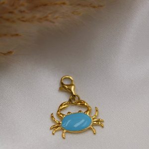 charms crabe bleu et doré