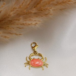 charms crabe corail et doré