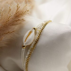 Bracelet grain de café perle blanche