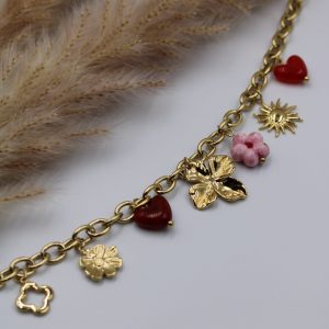 Collier breloque Rose et doré