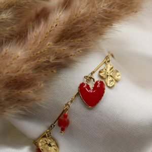 bracelet coeur doré breloque