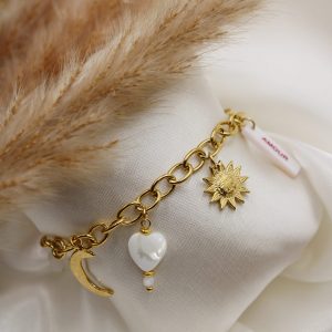 bracelet breloque lunaire blanc