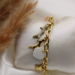 Bracelet Corail taupe breloque