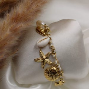 bracelet breloque coquillage tissé