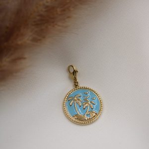 charm rond ile turquoise attache mousqueton