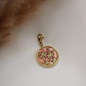 charm rond ile rose attache mousqueton