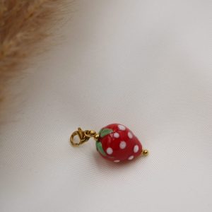 charm fraise attache mousqueton