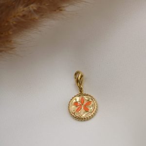 charm fleur orange attache mousqueton