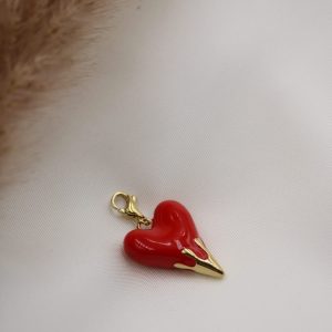 charm coeur rouge fondant attache mousqueton