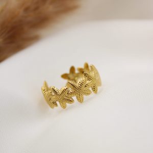 bague étoiles de mers en acier inoxydable