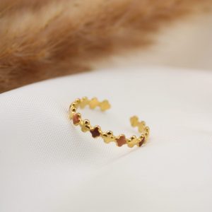 bague mini trefle marron nude en acier inoxydable