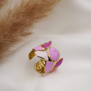 Bague pétale de rose en acier inoxydable