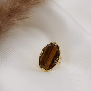 Bague Oeil de Tigre en acier inoxydable