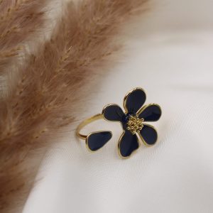 bague pétale de fleur en acier inoxydabl